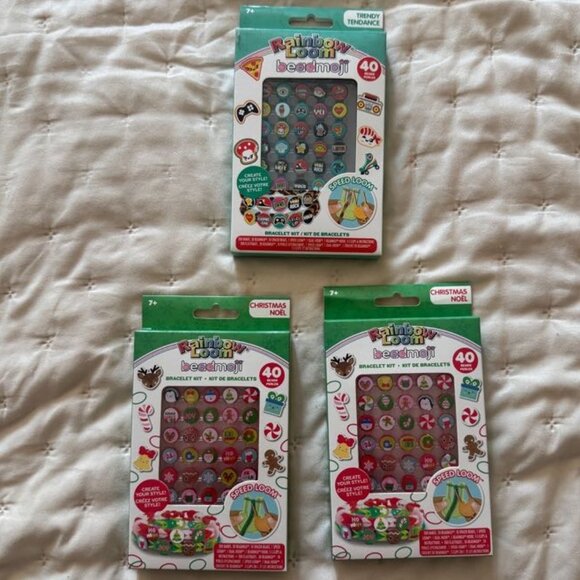 3 Rainbow Loom Beadmoji Bracelet Kits - 2 Christmas Themed 1 Trendy NEW - Picture 1 of 4